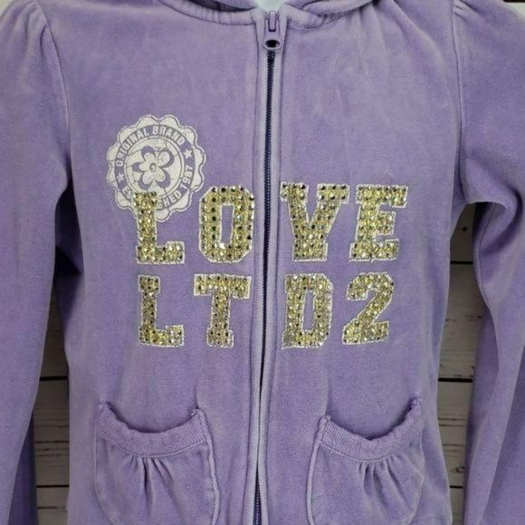 Limited Too Purple Zip Up‎ Hoodie size 12 soft - Picture 2 of 6